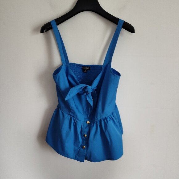 Ladies SZ 8 J Crew Blue Tie-Front Button-Up. Tank Top - Picture 1 of 3
